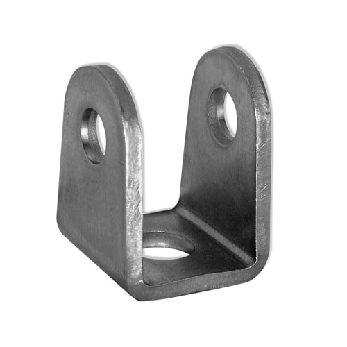 Mild steel clevis link bracket for rod end mounting with milled clevis slot