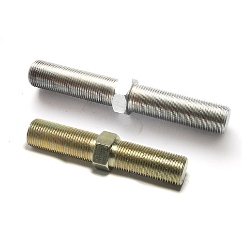 Zinc plated turnbuckle jack screw with left and right hand external threads and lock nuts