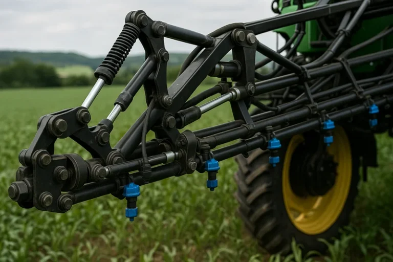 Sprayer boom mechanism in agricultural machinery
