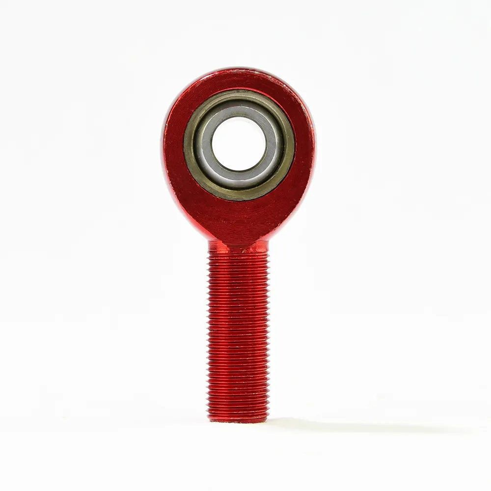 Red anodized 7075-T6 aluminum male rod end