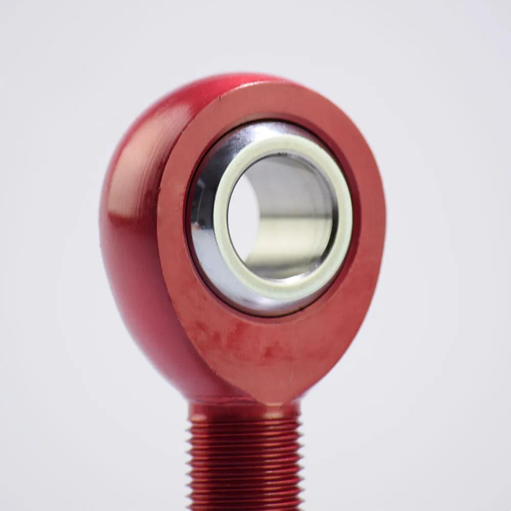 Red anodized 7075-T6 aluminum male rod end