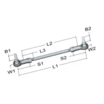 lcr-305-linkage-connecting-rod-24-50-in-3-8-24-rh-lh-thread-3-8-24-rod-end-stud-threads-steel-race